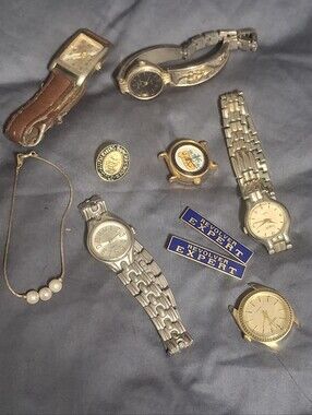 Mixed Lot of Gold & Silver Watches with Pearl Bracelet Accent